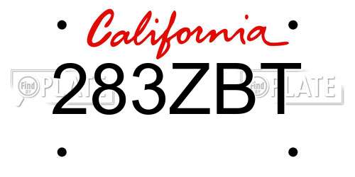 283ZBT California License Plate