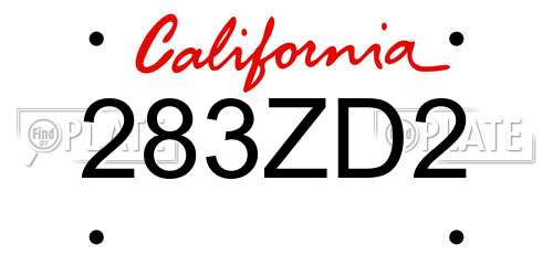 283ZD2 California License Plate