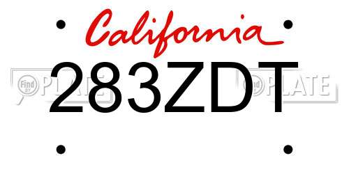283ZDT California License Plate