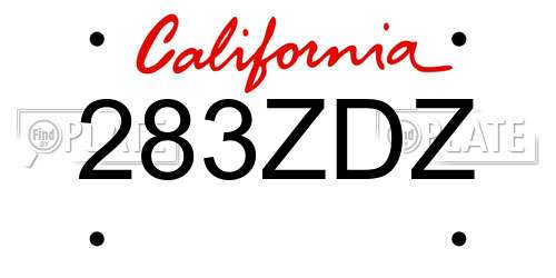 283ZDZ California License Plate