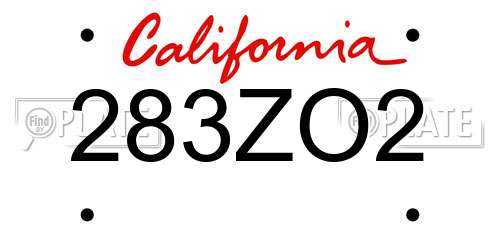 283ZO2 California License Plate