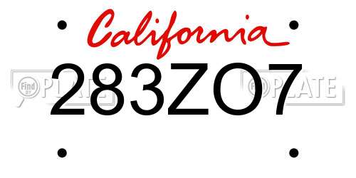 283ZO7 California License Plate