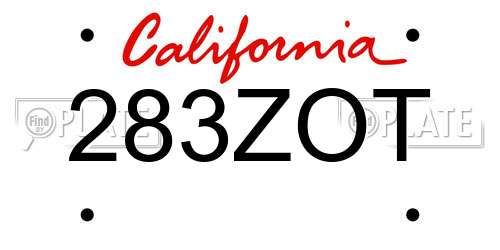 283ZOT California License Plate