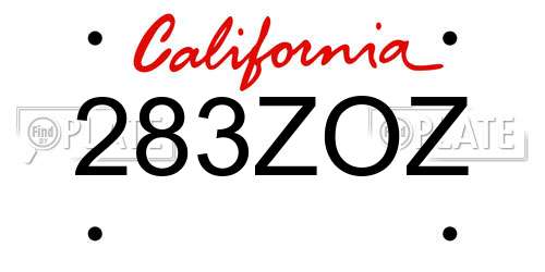 283ZOZ California License Plate