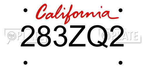 283ZQ2 California License Plate