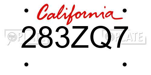 283ZQ7 California License Plate