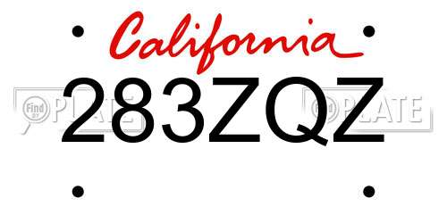 283ZQZ California License Plate