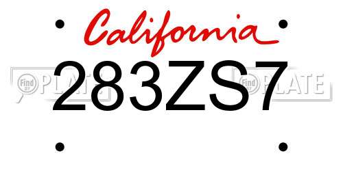 283ZS7 California License Plate