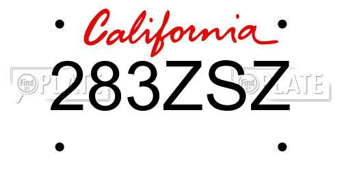 283ZSZ California License Plate