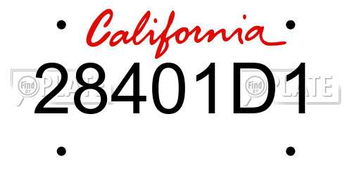 28401D1 California License Plate