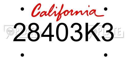 28403K3 California License Plate