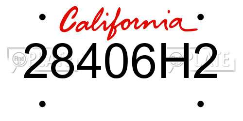 28406H2 California License Plate