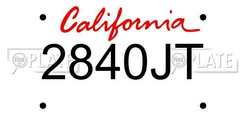 2840JT California License Plate