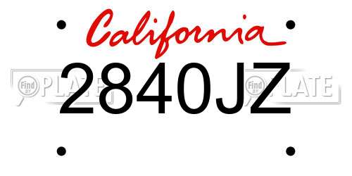 2840JZ California License Plate