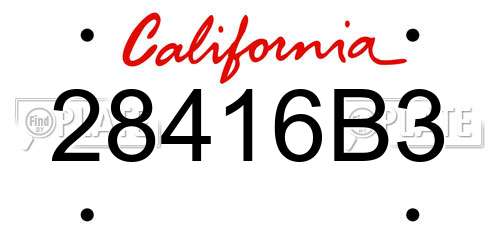 28416B3 California License Plate
