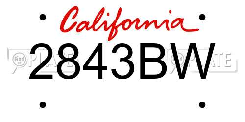 2843BW California License Plate