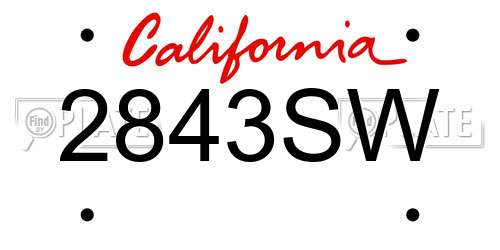 2843SW California License Plate