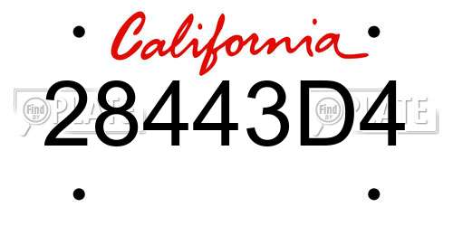 28443D4 California License Plate