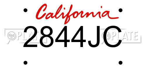 2844JC California License Plate
