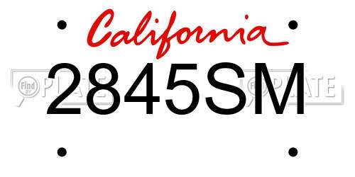 2845SM California License Plate