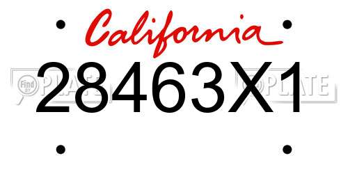 28463X1 California License Plate