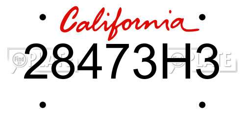 28473H3 California License Plate