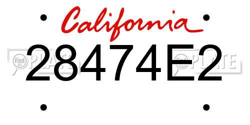 28474E2 California License Plate