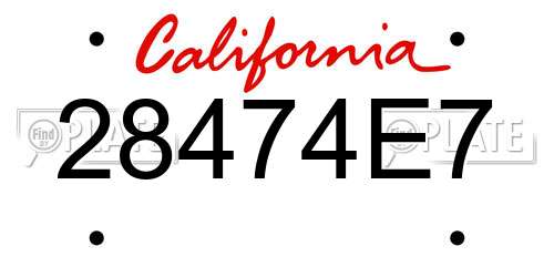28474E7 California License Plate