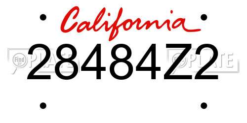 28484Z2 California License Plate