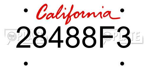 28488F3 California License Plate