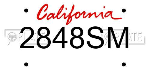 2848SM California License Plate
