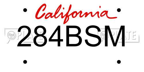 284BSM California License Plate