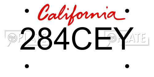 284CEY California License Plate