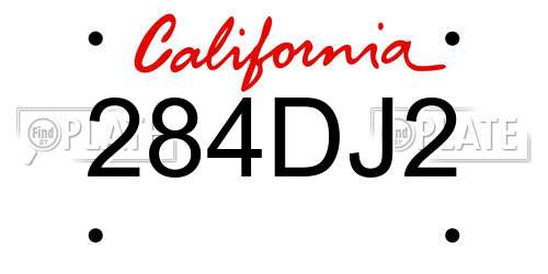 284DJ2 California License Plate