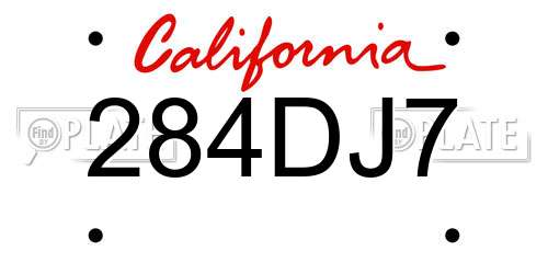 284DJ7 California License Plate