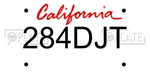 284DJT California License Plate