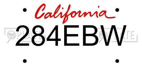 284EBW California License Plate