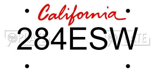 284ESW California License Plate