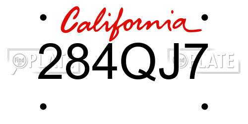 284QJ7 California License Plate