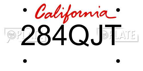 284QJT California License Plate