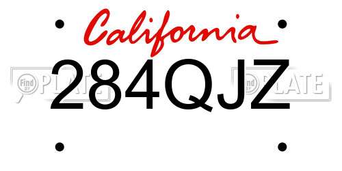 284QJZ California License Plate