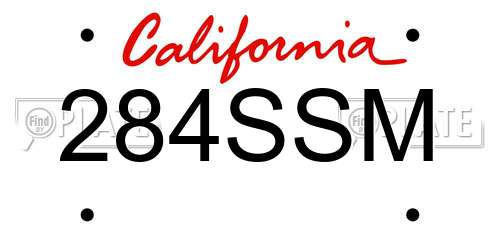 284SSM California License Plate
