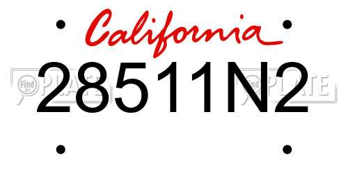 28511N2 California License Plate