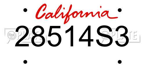 28514S3 California License Plate