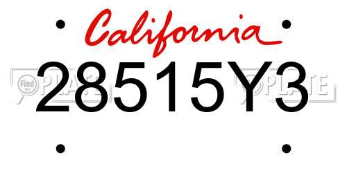 28515Y3 California License Plate
