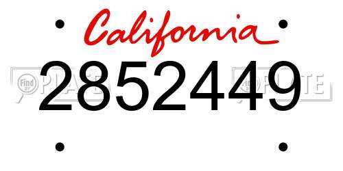 2852449 California License Plate