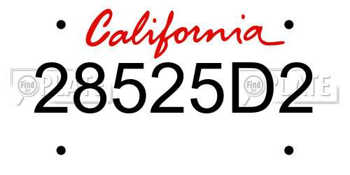 28525D2 California License Plate