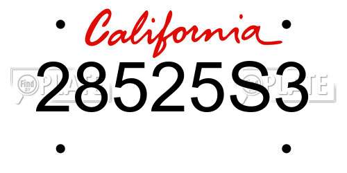 28525S3 California License Plate