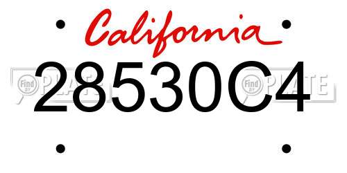 28530C4 California License Plate
