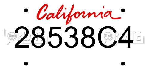 28538C4 California License Plate